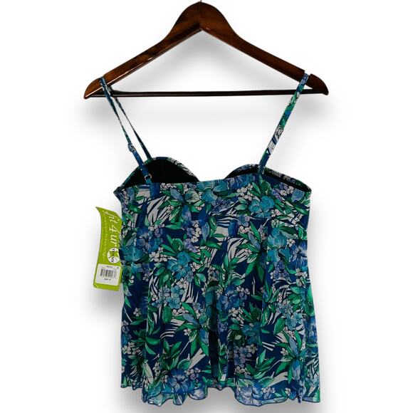 Fit 4 U Tankini Top Mesh Tango Swimwear Blue Bandeau Size 16 - Picture 5 of 8